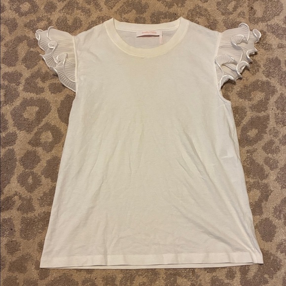See By Chloe Tops - See By Chloe White Ruffle Sleeve Top Size Small